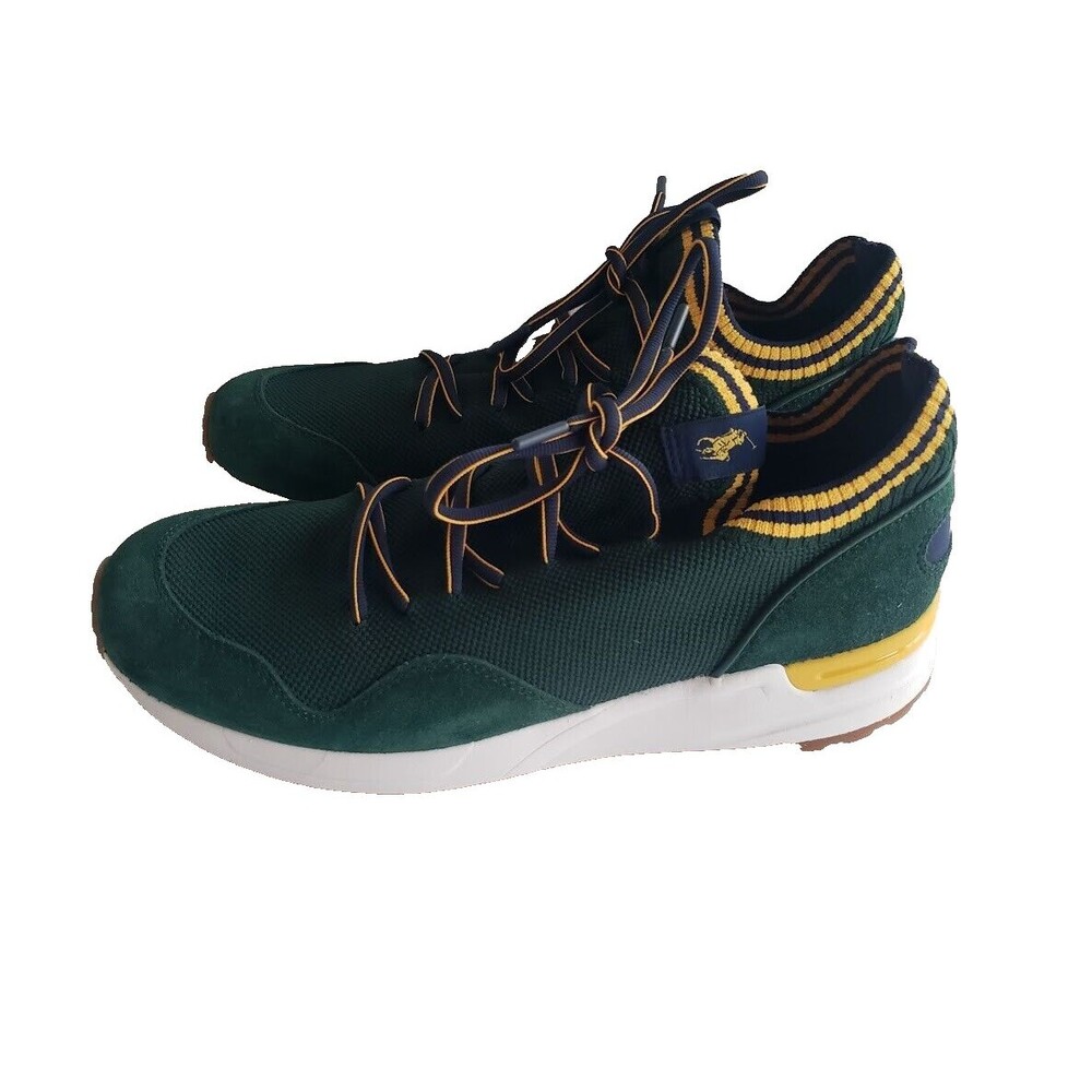 Polo Ralph Lauren Trackster 200II Knit Sneakers - Green & Yellow MENS 10.5 NEW